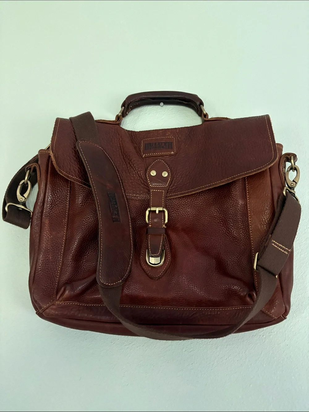 Duluth Trading Genuine Leather Messenger Laptop Briefcase Bag - Brown